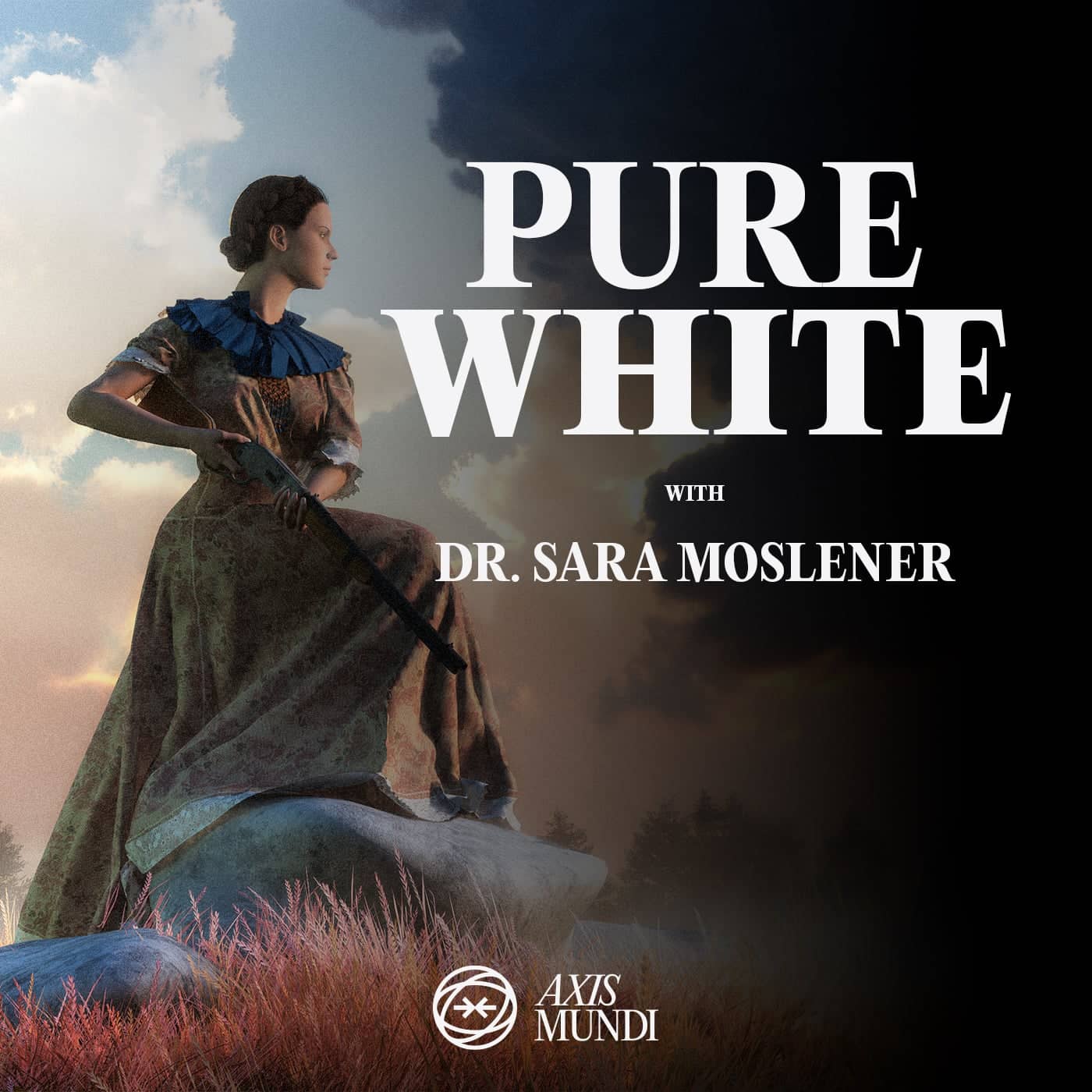 Historical american woman holding gun with text - Pure White with Dr Sara Moslener